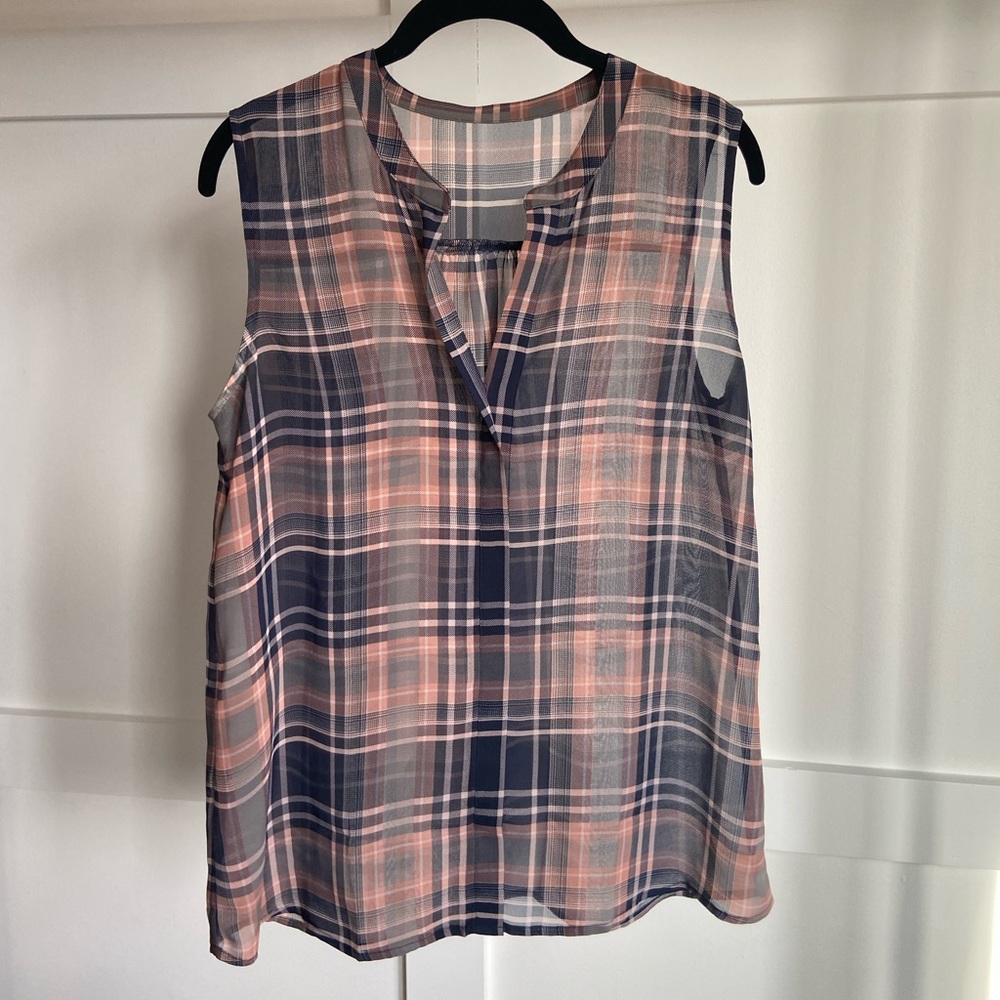 LOFT sheer plaid tank